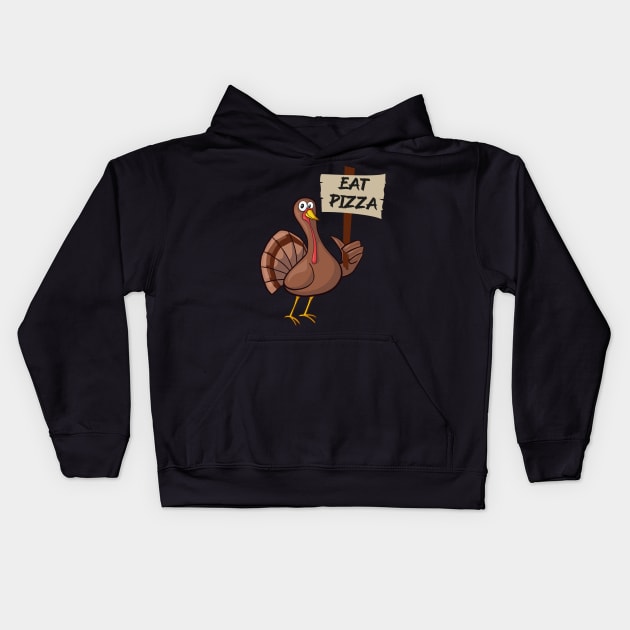 Thanksgiving Turkey Eat Pizza Kids Hoodie by MZeeDesigns